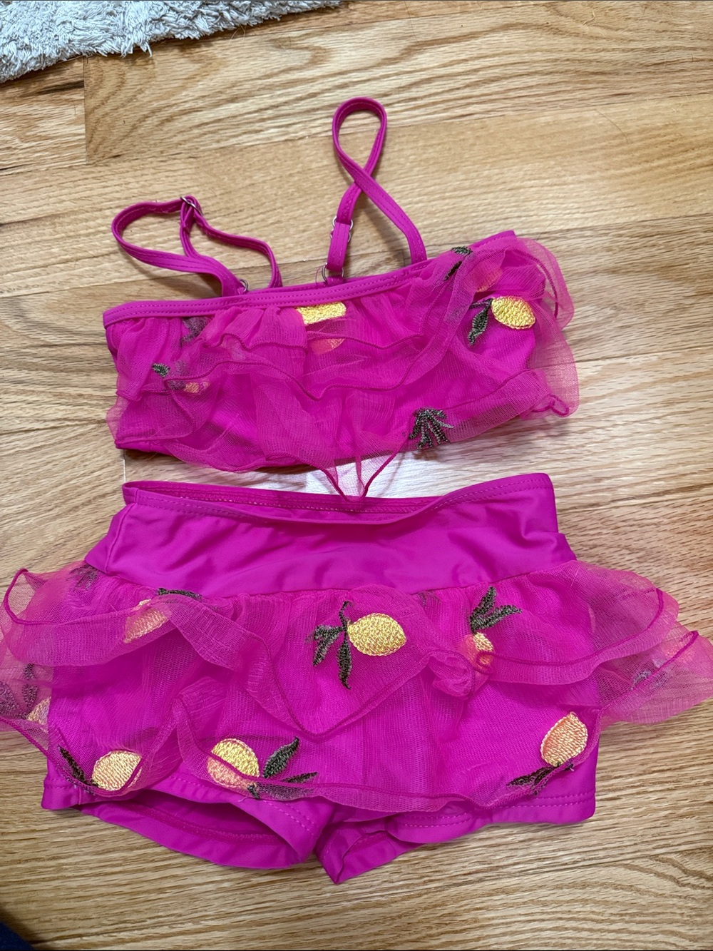 MIA Hot Pink Lemon Ruffle Swim Dance Set